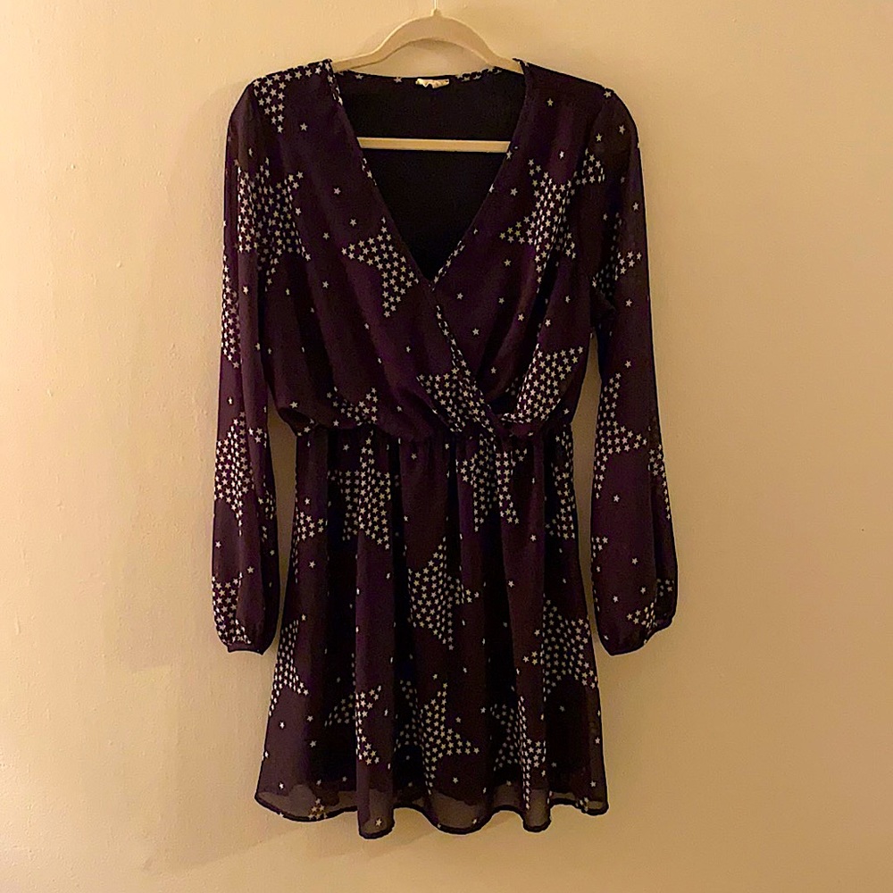 Peach Love Starry Black Dress